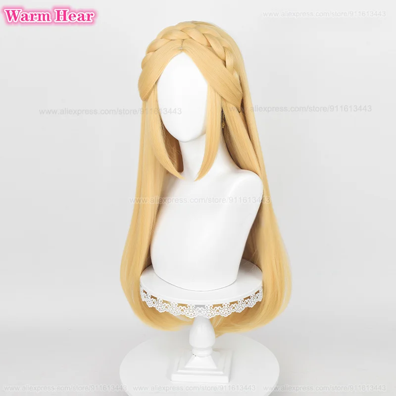 Zelda Wig Princess Cosplay Wig 35cm/72cm Golden Yellow Braid Cosplay Anime Wig With Ears Heat Resistant Synthetic Wigs + Wig Cap