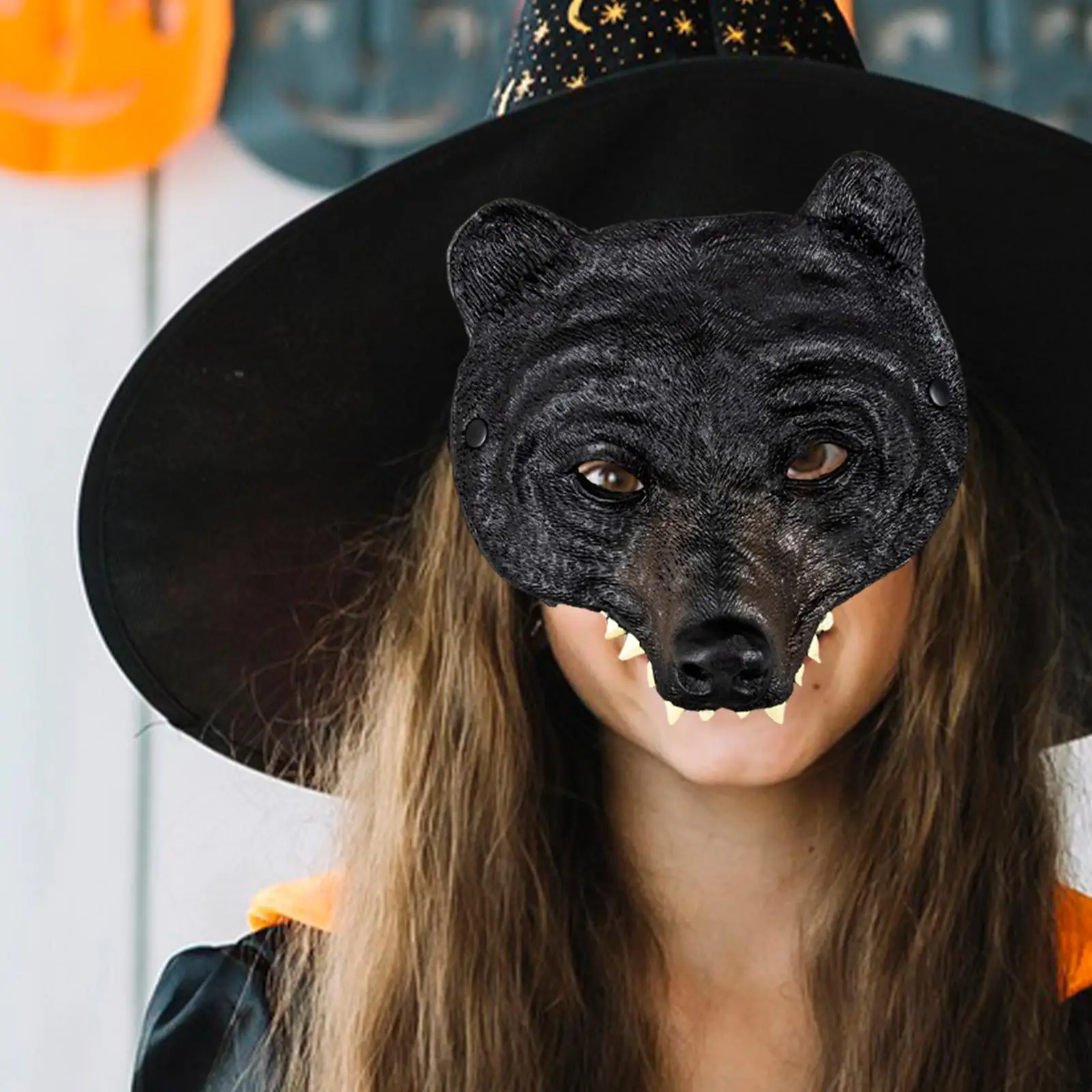 Máscara de oso negro, novedad suave, accesorio de disfraz de PU, máscara de Cosplay de oso, máscara de media cara para fiesta de puesta en escena de vacaciones