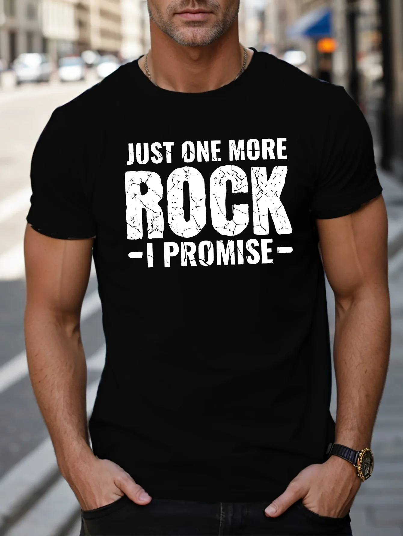 

Just One More Rock T-Shirt 100% Cotton O-Neck Short Sleeve Summer Casual Mens T-shirt Streetwear
