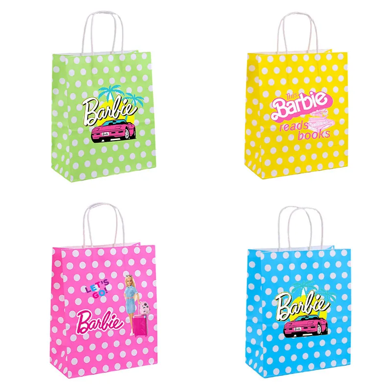 Cartoon Barbie Fashion Printed Kraft Paper Handbag Portable Takeaway Baking Packaging Bag Exquisite Gift Jewelry Packaging Bag