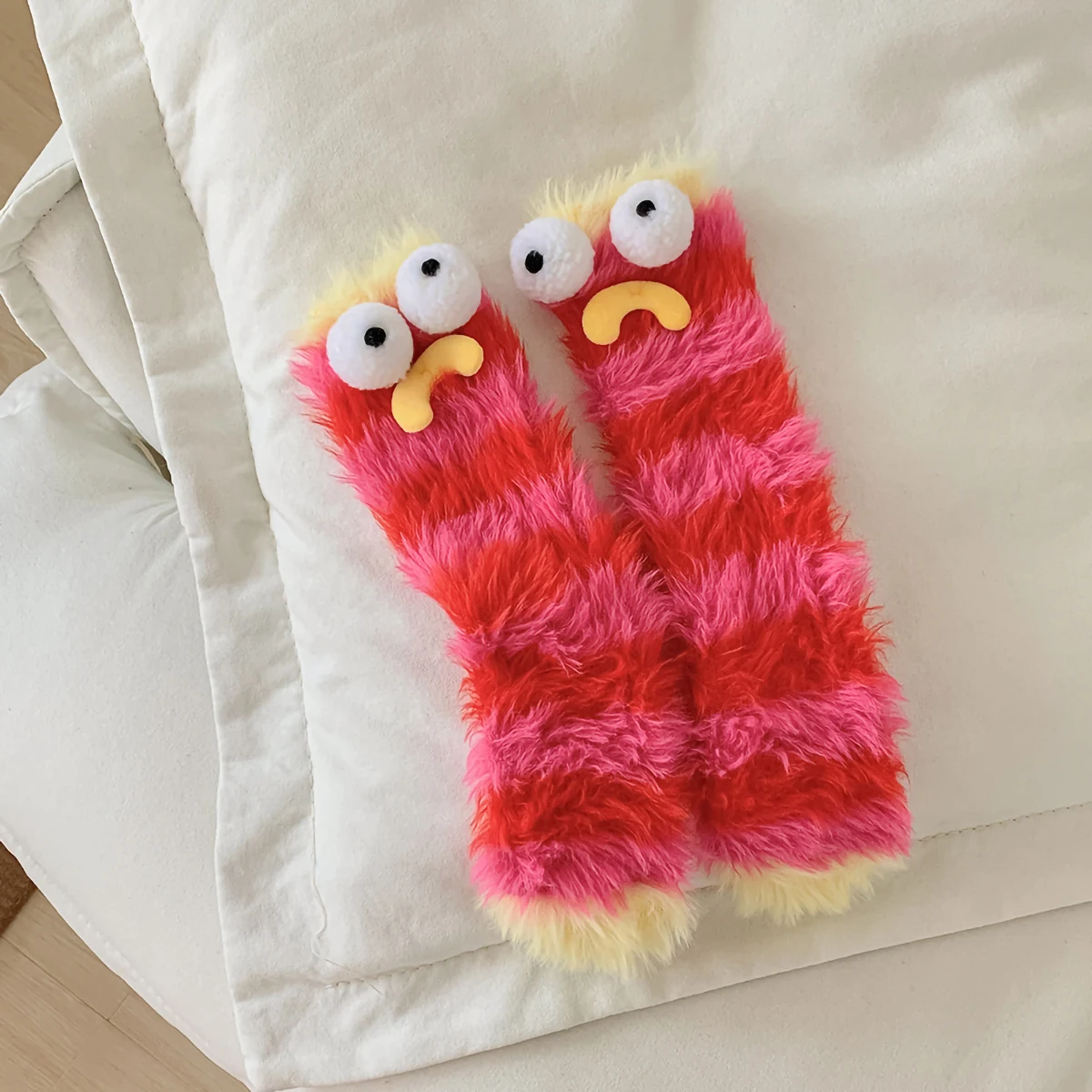 1 Pair of Funny Sleep Socks, Ugly, Cute and Versatile Little Monster Socks for Women