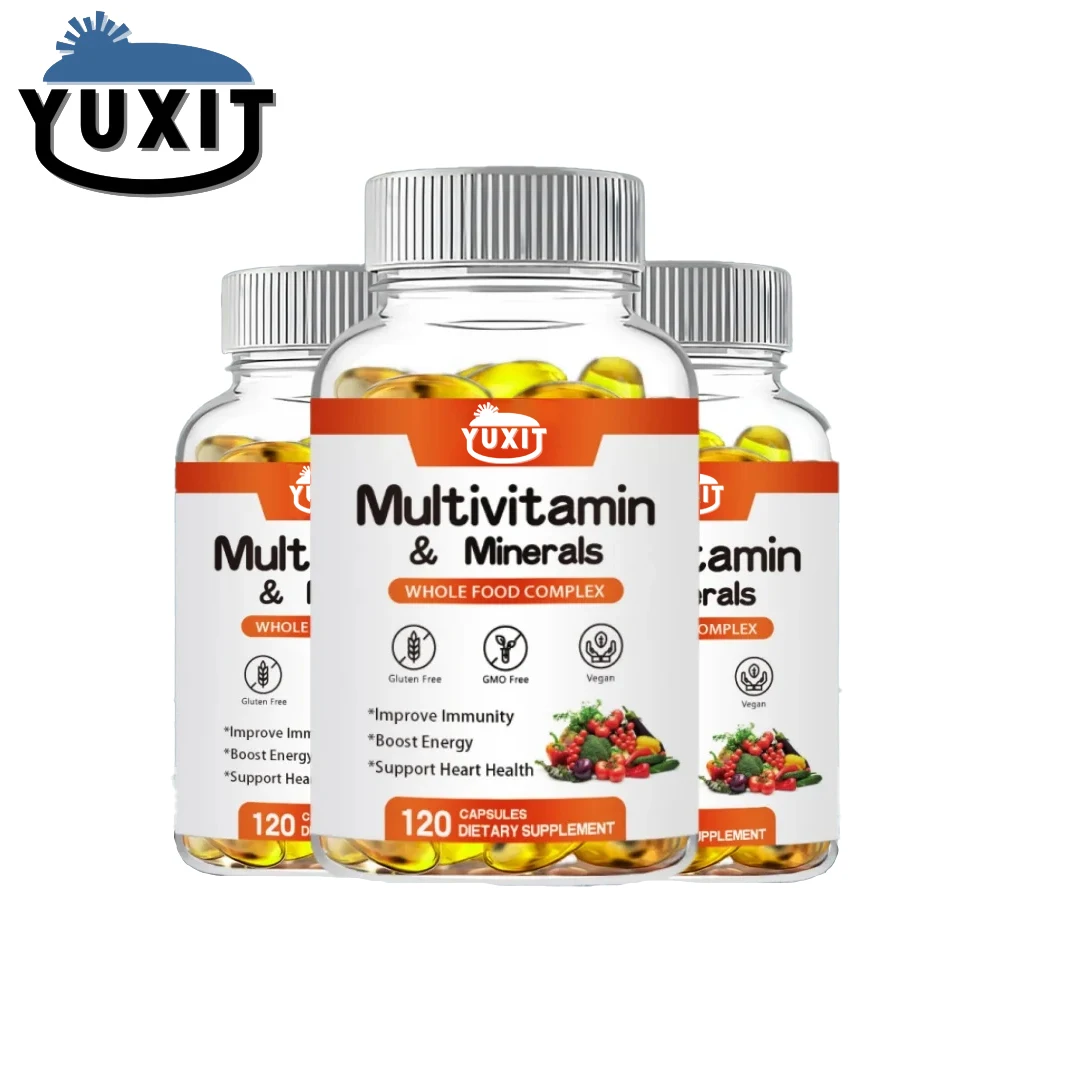 

YUXIT Multivitamin Capsules with Vitamins & Minerals for Energy Brain Heart Skin Eye Health Immune Support for Women & Men