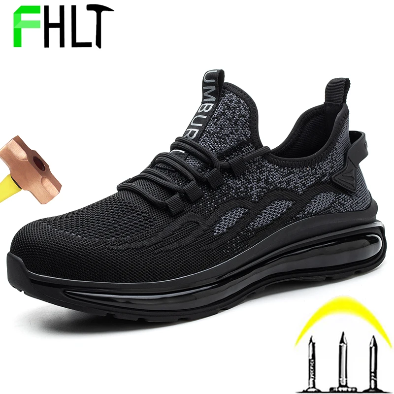 

Men's Boots Safety Shoes Steel Toe Puncture-Proof Work Boots Air Cushion Bottom Lightweight Safety Work Shoes Men Indestructibl