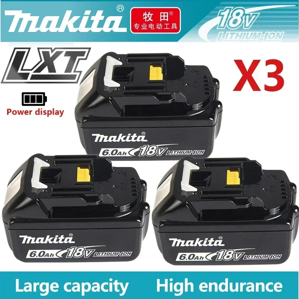 

Genuine Makita 18V 6Ah Rechargeable Power Tools Battery 18V makita with LED Li-ion Replacement LXT BL1860B BL1860 BL1850 Charger