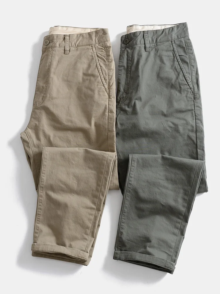 

Мужские повседневные брюки в стиле ретро, свободные прямые брюки-карго, цвет хаки, длинные, из смесового хлопка и полиэстера