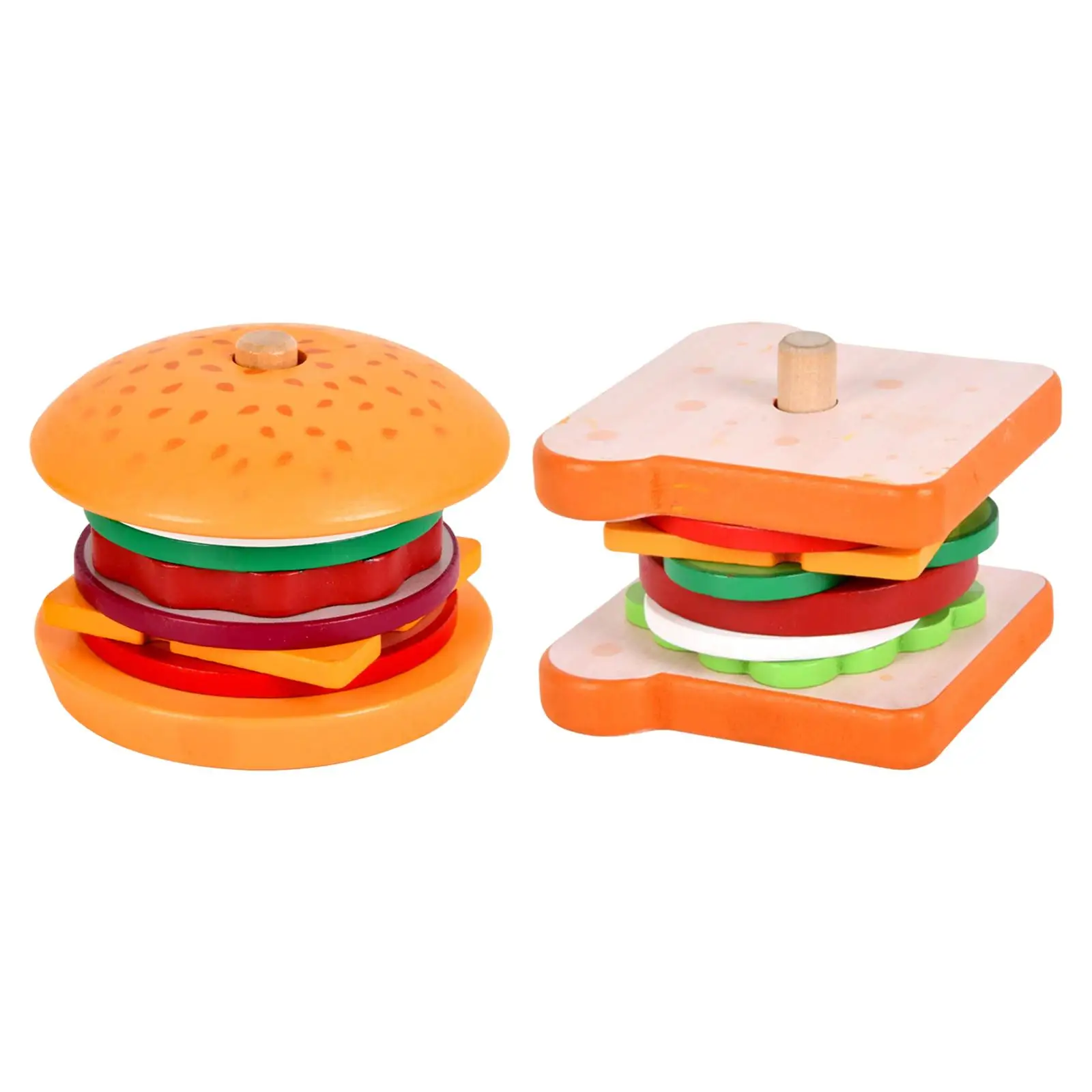 Pretend Wooden Food Stacking Toys Food Matching Game Learning Activities for