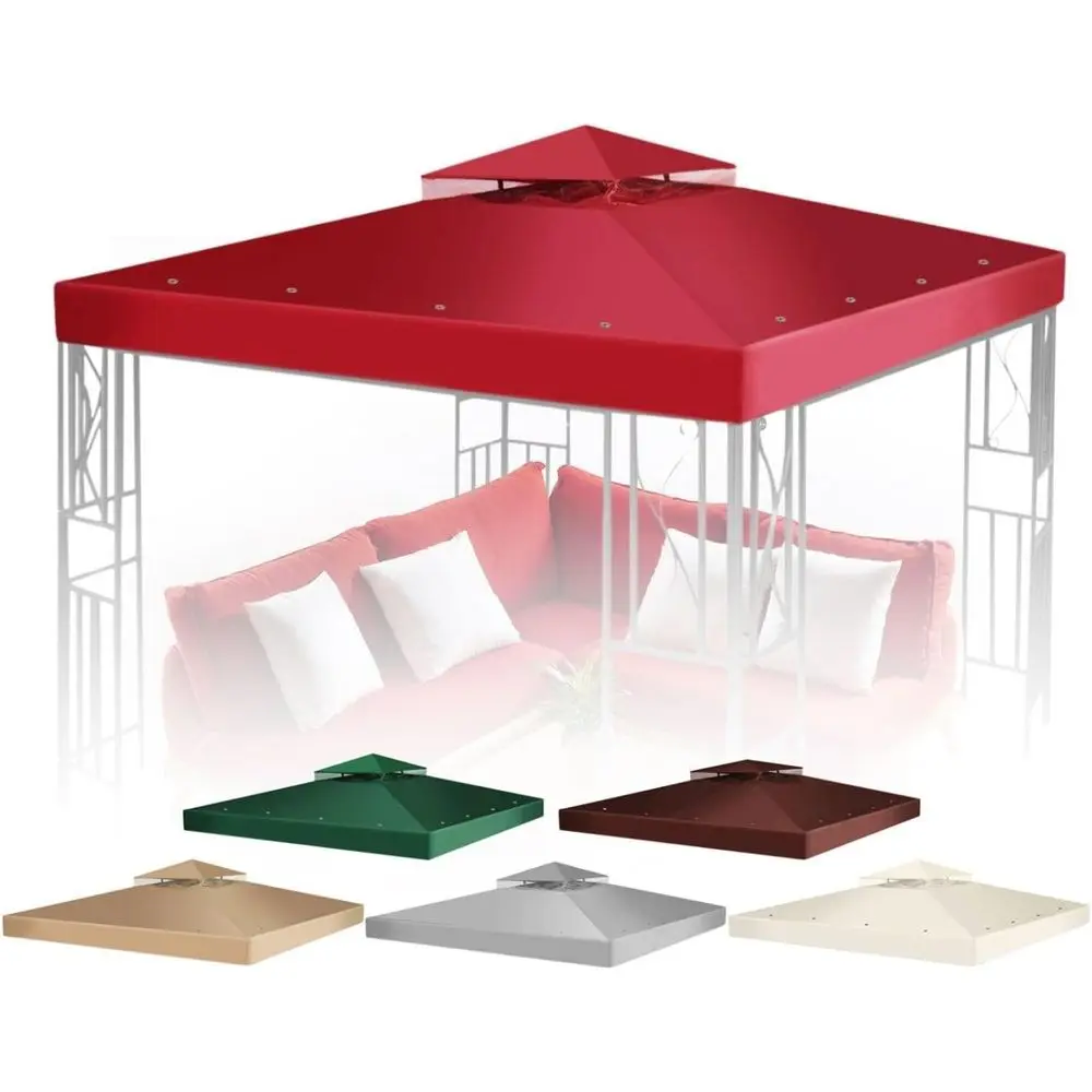 

Двухуровневый верхний чехол 8x8 футов с защитой от УФ-излучения UV30+, устойчивый к воде и грязи, для уличных пространств, красный