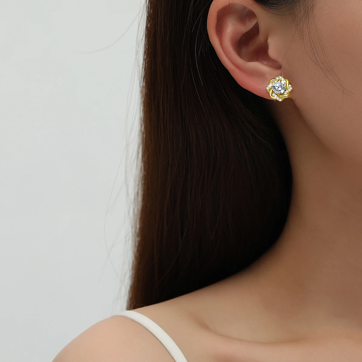 

Anti-allergy 14K Gold Filled Floral Stud Earrings for Women Bridal Wedding Ear Stud Girlfriend Jewelry Accessories Gift
