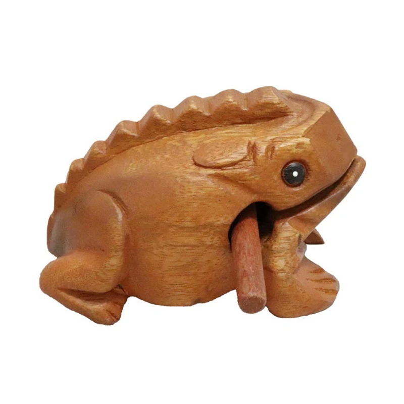 Carved Croaking Wood Percussion Musical Sound Wood Frog Tone Block Toys Easy To Use About 10X6x6cm