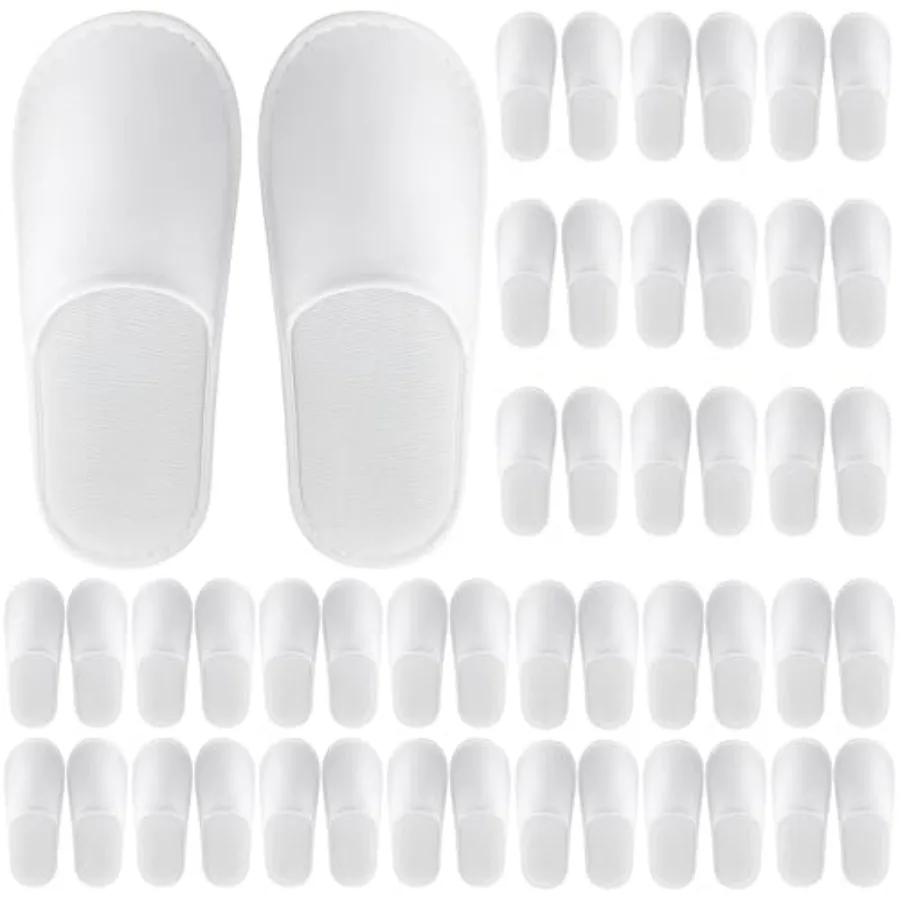 

24 Pairs Disposable Slippers for Guests Soft Fleece Surface, Individually Wrapped Bulk Spa Slippers for Hotel, Travel, Beauty S