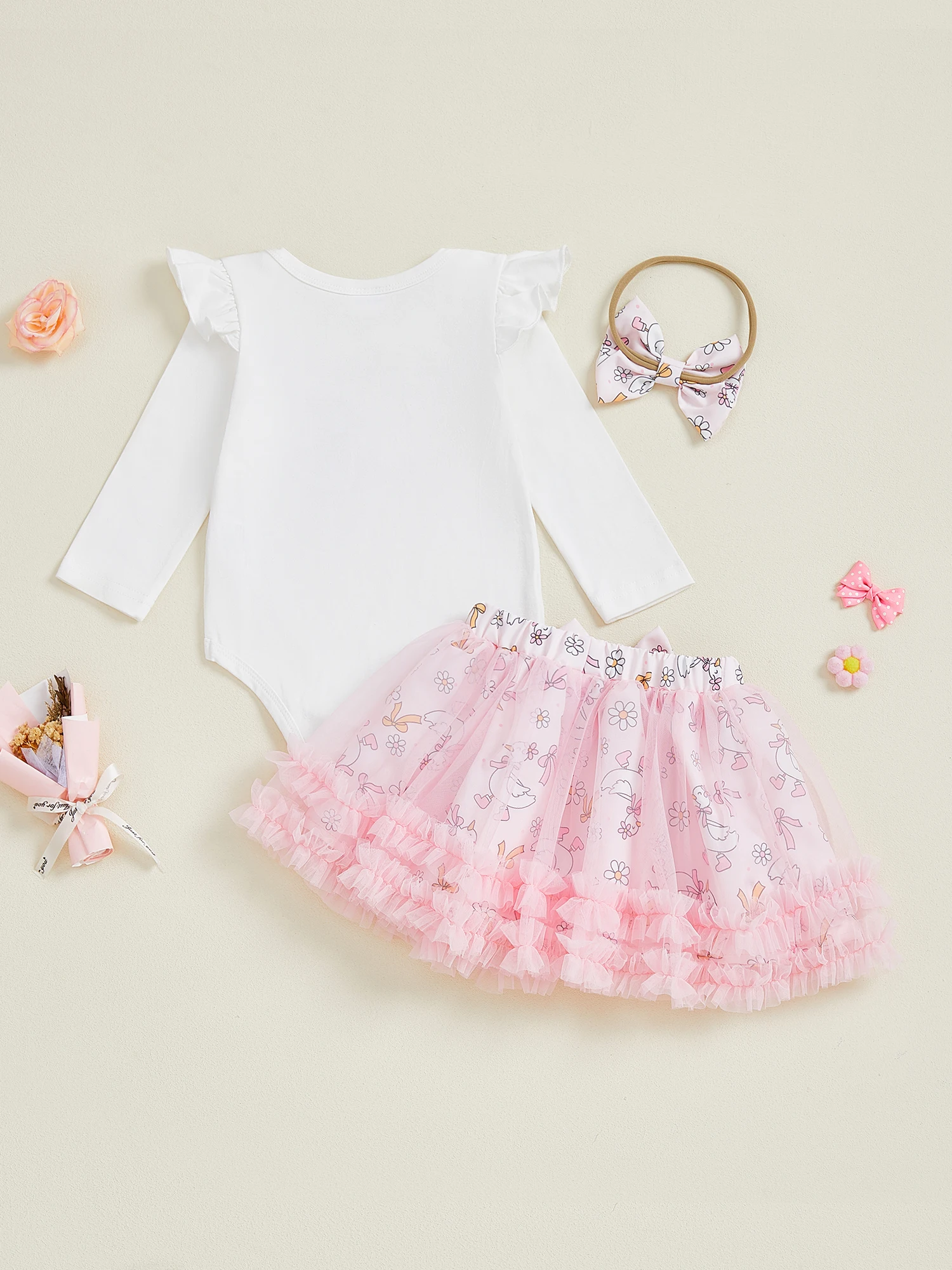 

Платье на день рождения для маленьких девочек, комбинезон с цветочным принтом, юбка с рюшами и подходящий комплект с повязкой на голову для весеннего праздника