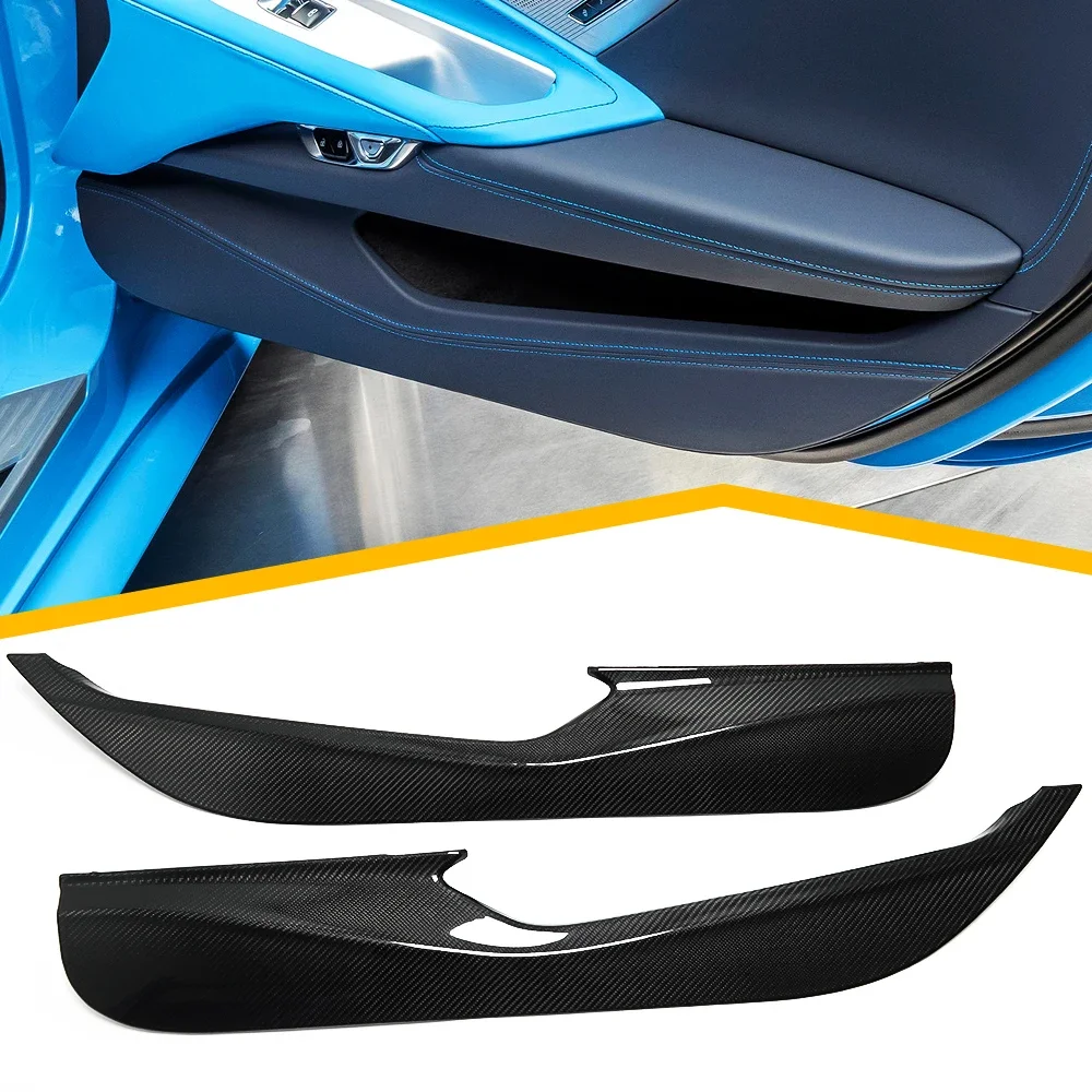 

For Corvette C8 Stingray HTC Z06 Z51 2020+ Inner Door Lower Panel Anti Kick Trim Protector Dry Carbon Fiber Car Accessories