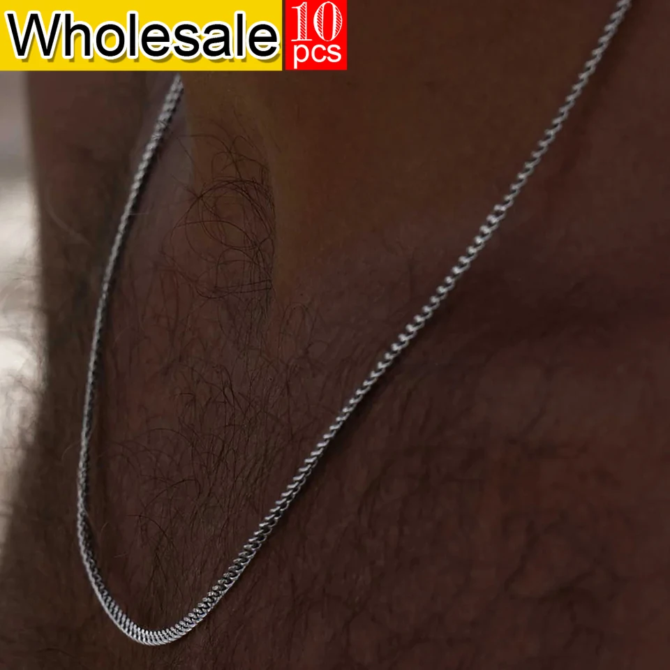 

Men's stainless steel jewelry waterproof and non fading necklace fashionable Cuban chain 10pcs wholesale direct sales