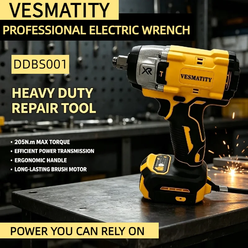 Professional Vesmatity DDBS001 20V Compact Cordless Brushless Impact Wrench High Torque Tool For Truck Repair Assembly