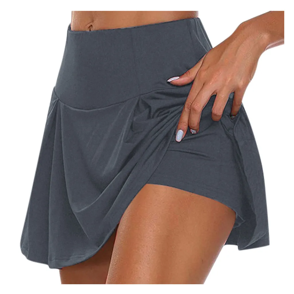 

2 in 1 Tennis Skirt Women Breathable Yoga Fake Two-piece Sports Golf Casual Gym Exercise Bottoms Female Capris Shorts Skirts