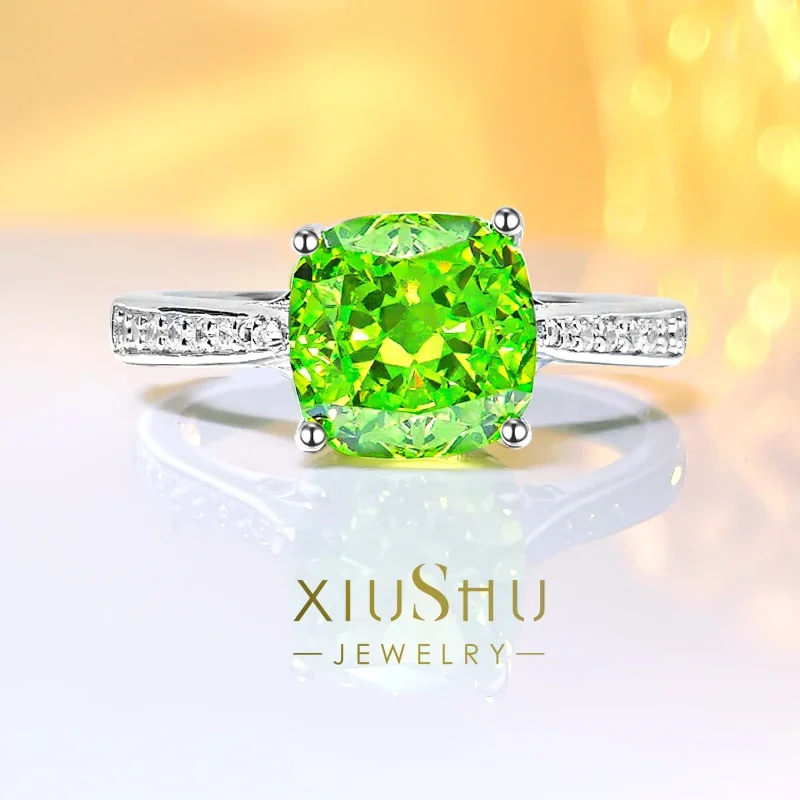 

Light Luxury Olive 925 Sterling Silver Ring Set with High Carbon Diamonds, Versatile and Small Girl Wedding