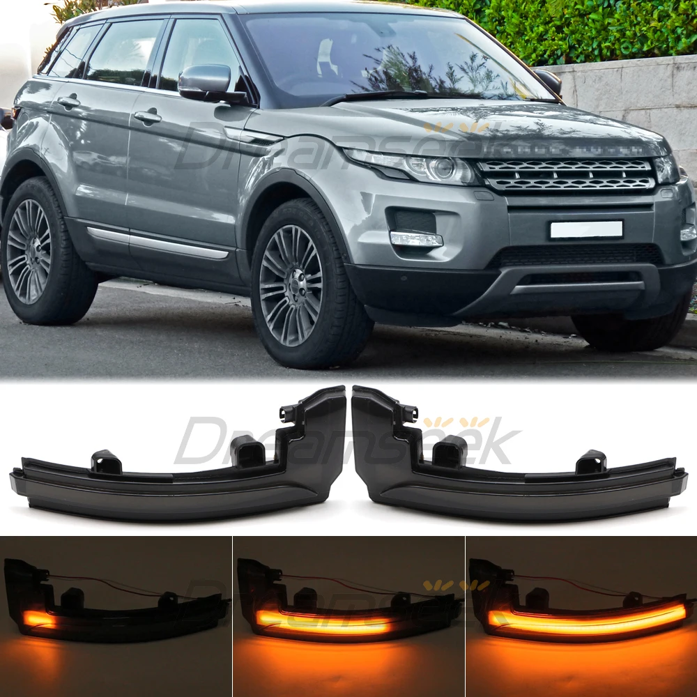 LED Side Mirror Light w/ Dynamic Turn Signal for Range Rover Evoque 2012-2013 Range Rover 2013-2018 Blinker Indicator Lamp Smoke