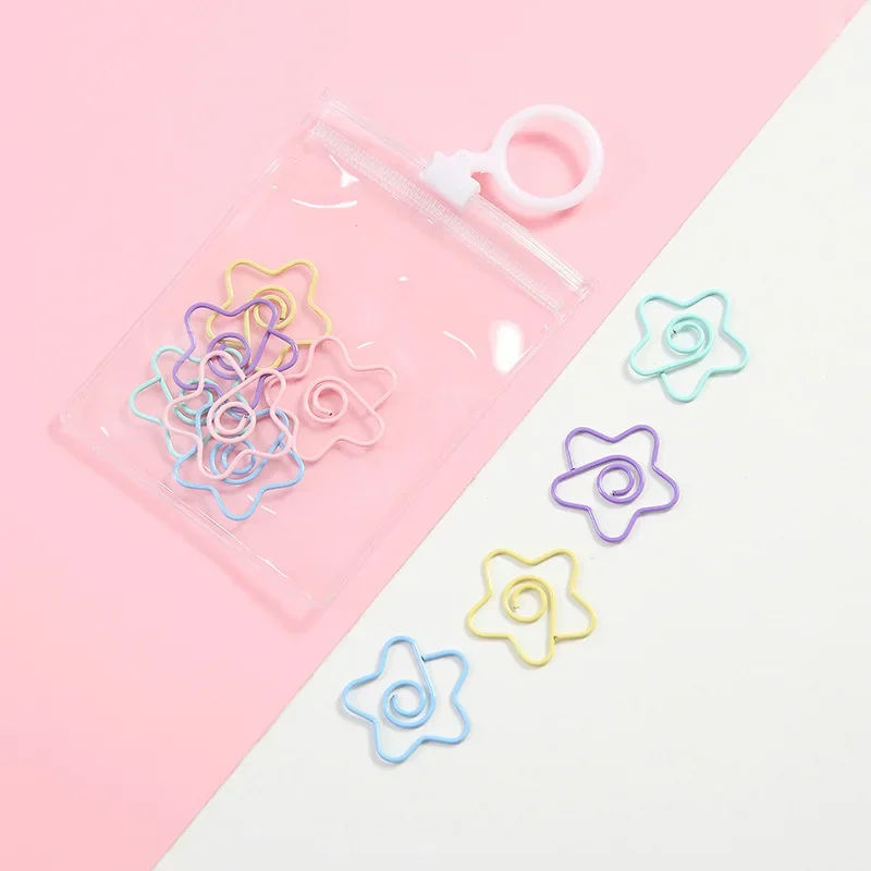 10pcs Candy Color Paper Clips Cartoon Bookmark Paper Decorative Clip Metal Binder Clips Stationery Photos Tickets Organizer