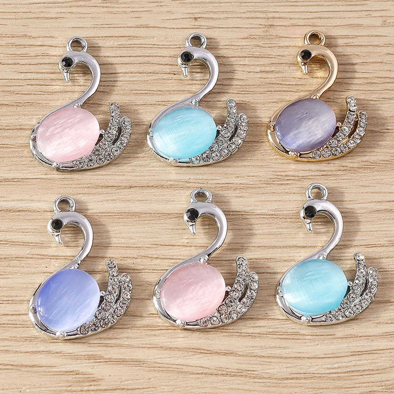 

10pcs 19x27mm Elegant Crystal Swan Charms Pendants for Jewelry Making Drop Earrings Necklaces Bracelets DIY Crafts Accessories