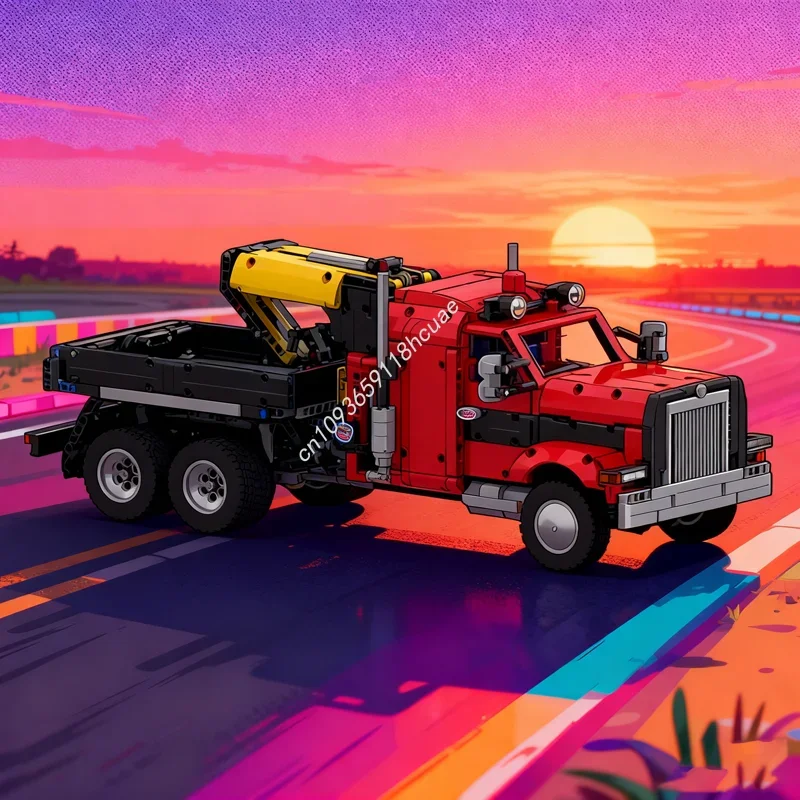 

2065pcs MOC Red American Cranetruck Technical Model Building Toy Blocks Christmas Gift Assemble DIY Education Brick Birthday