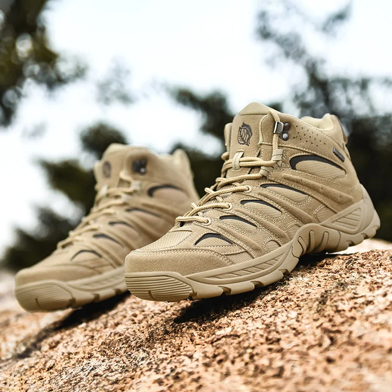 Men's Desert Men Ankle Male Outdoor Hiking Shoes Tactical Boots Big Size 40-47 Work Safety Shoes Motocycle