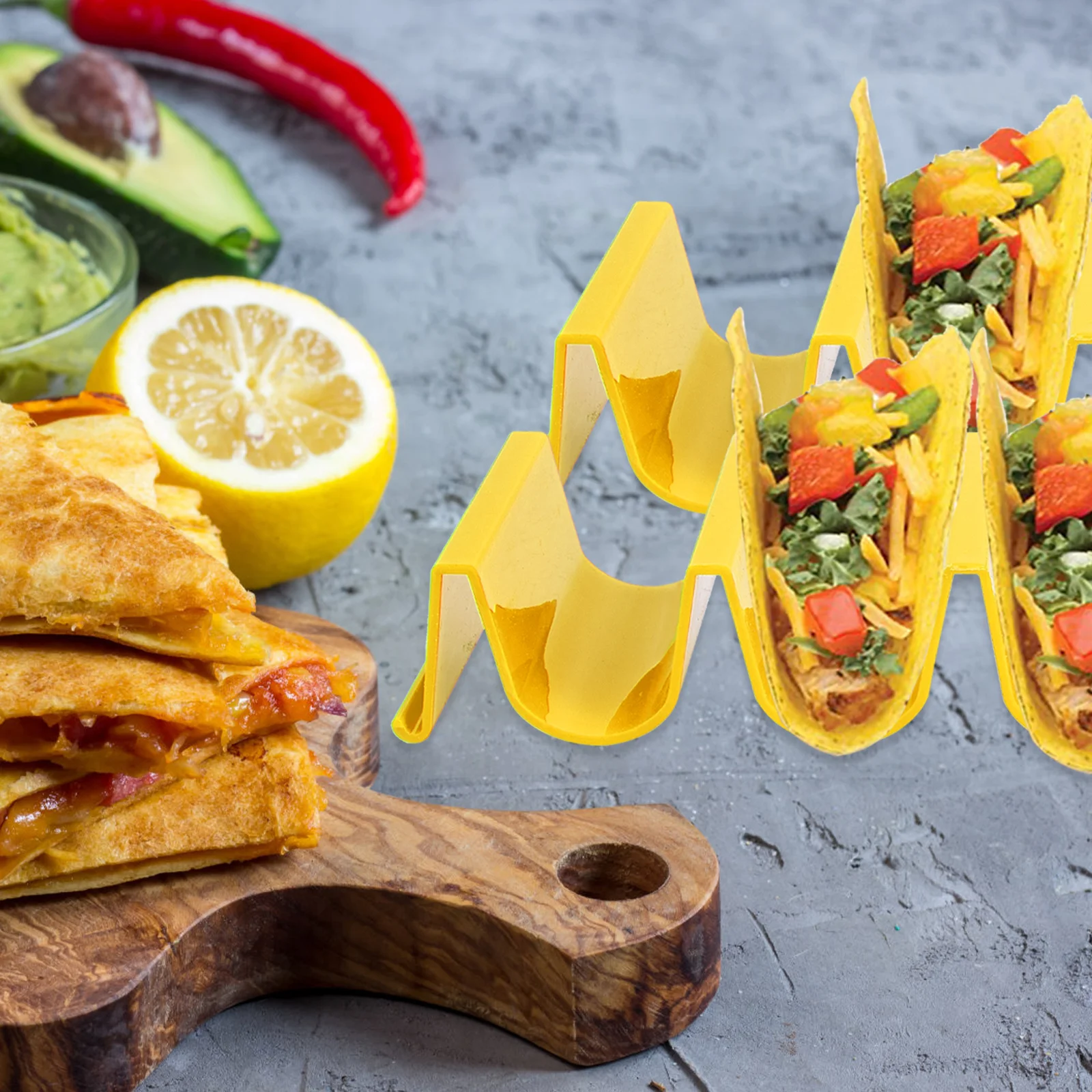 

4 шт., держатель для тако, красочная подставка для выпечки блинов для бурритовых куриных рулетов, пластиковый кронштейн для тортильи, кухонные принадлежности для бара, тако