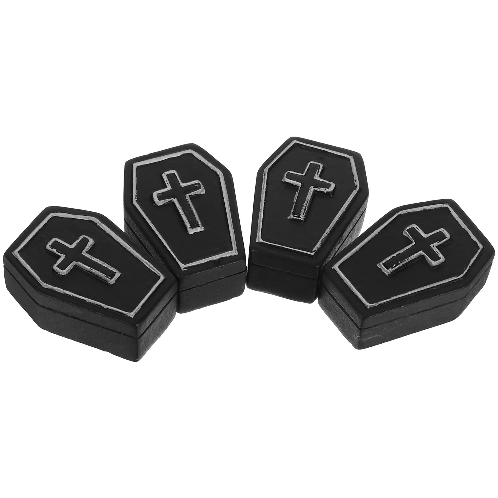 

4Pcs Miniature Halloween Coffin Decorations Resin Micro Landscape Props Prank Party Haunted House Adornments