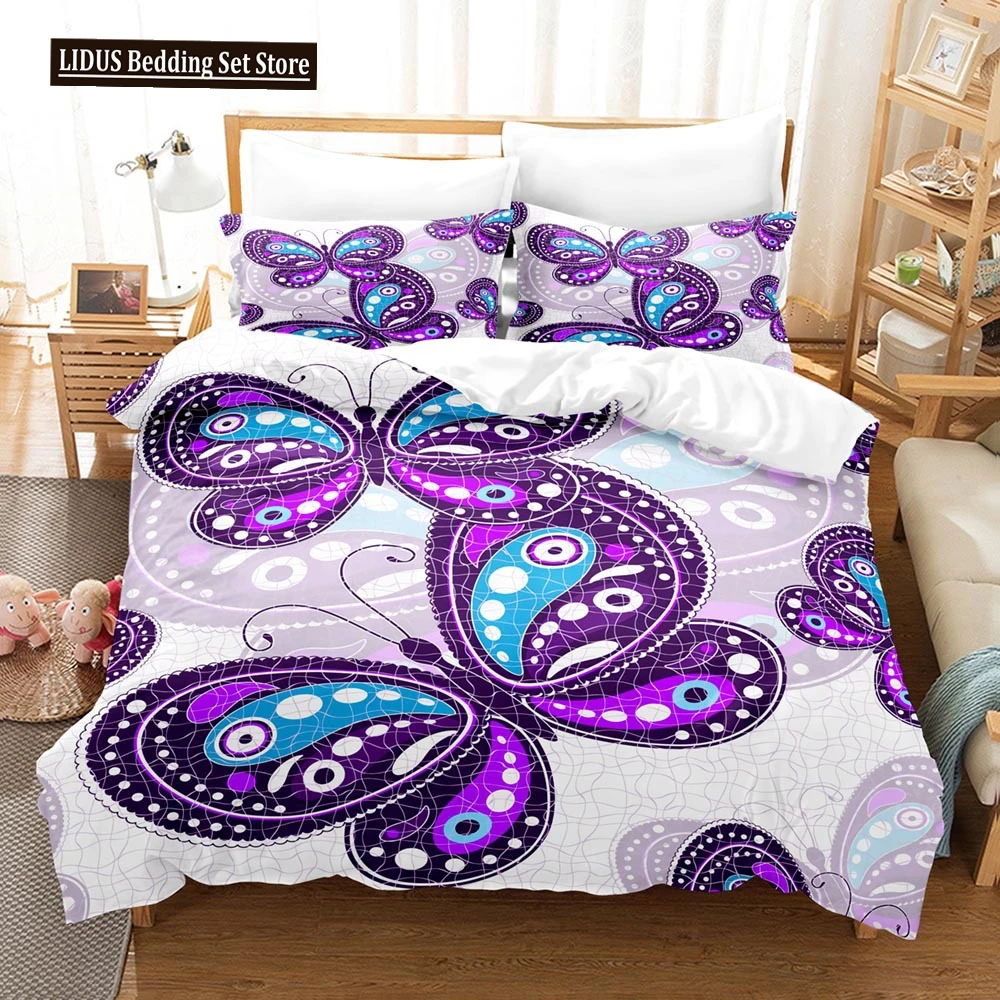 

Butterfly Duvet Cover Set King Queen Full Size Printed Design For Boy Girl Teen Wild Animal Bedding Set Polyester Quilt Cover