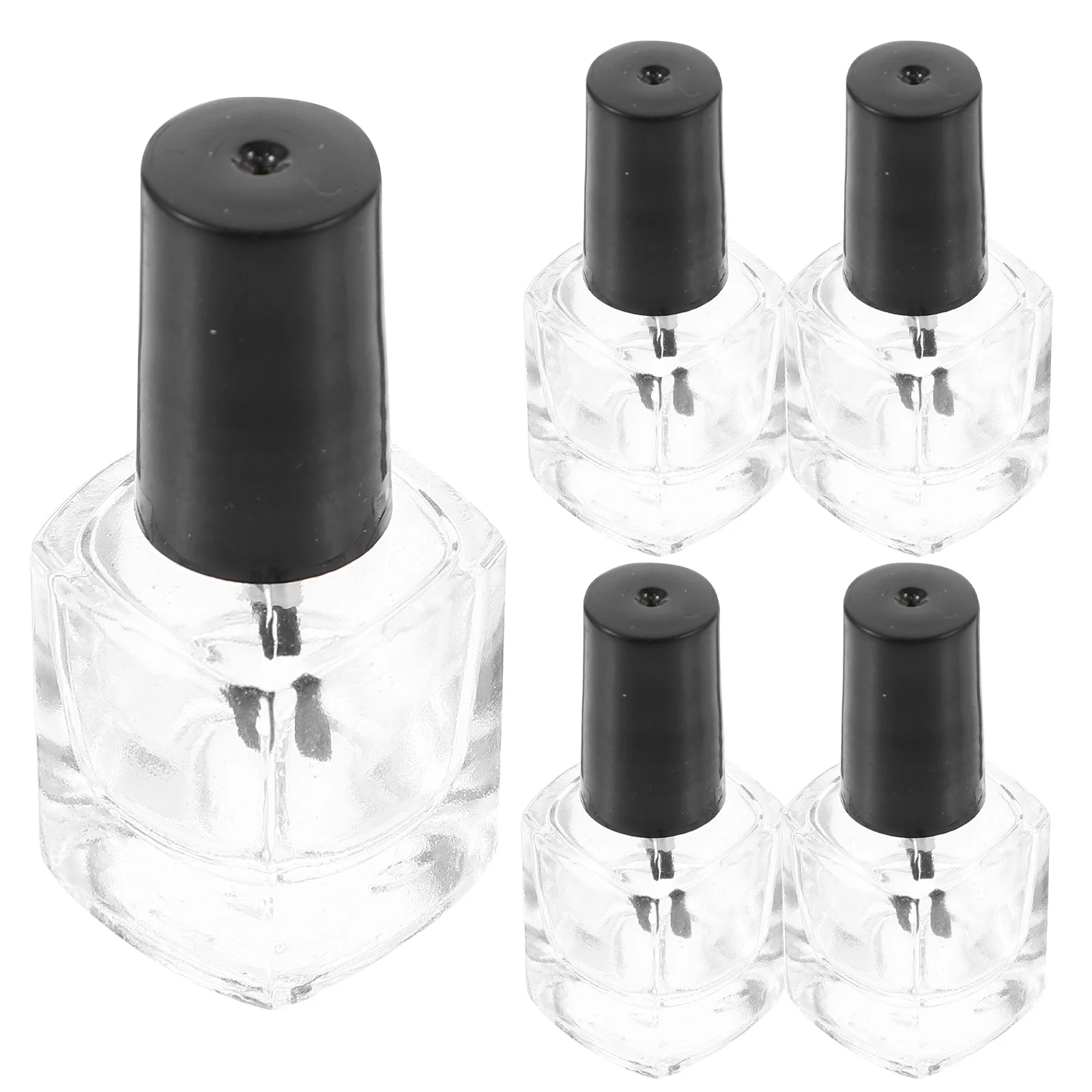 5 قطعة 5 مللي زجاجة طلاء الأظافر الفارغة فرشاة ممتازة داخل حاوية مربعة من الزجاج الشفاف لتقوم بها بنفسك مسمار الفن المحمولة تصميم مانع للتسرب