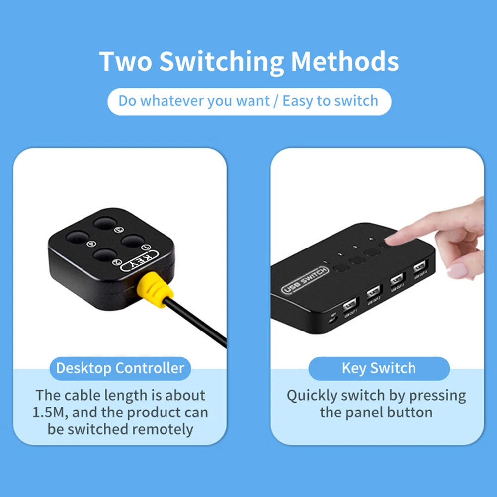 KVM переключатель USB переключатель общий контроллер концентратор адаптер USB2.0 4 входа 4 выхода для ноутбука компьютерный принтер клавиатура мышь