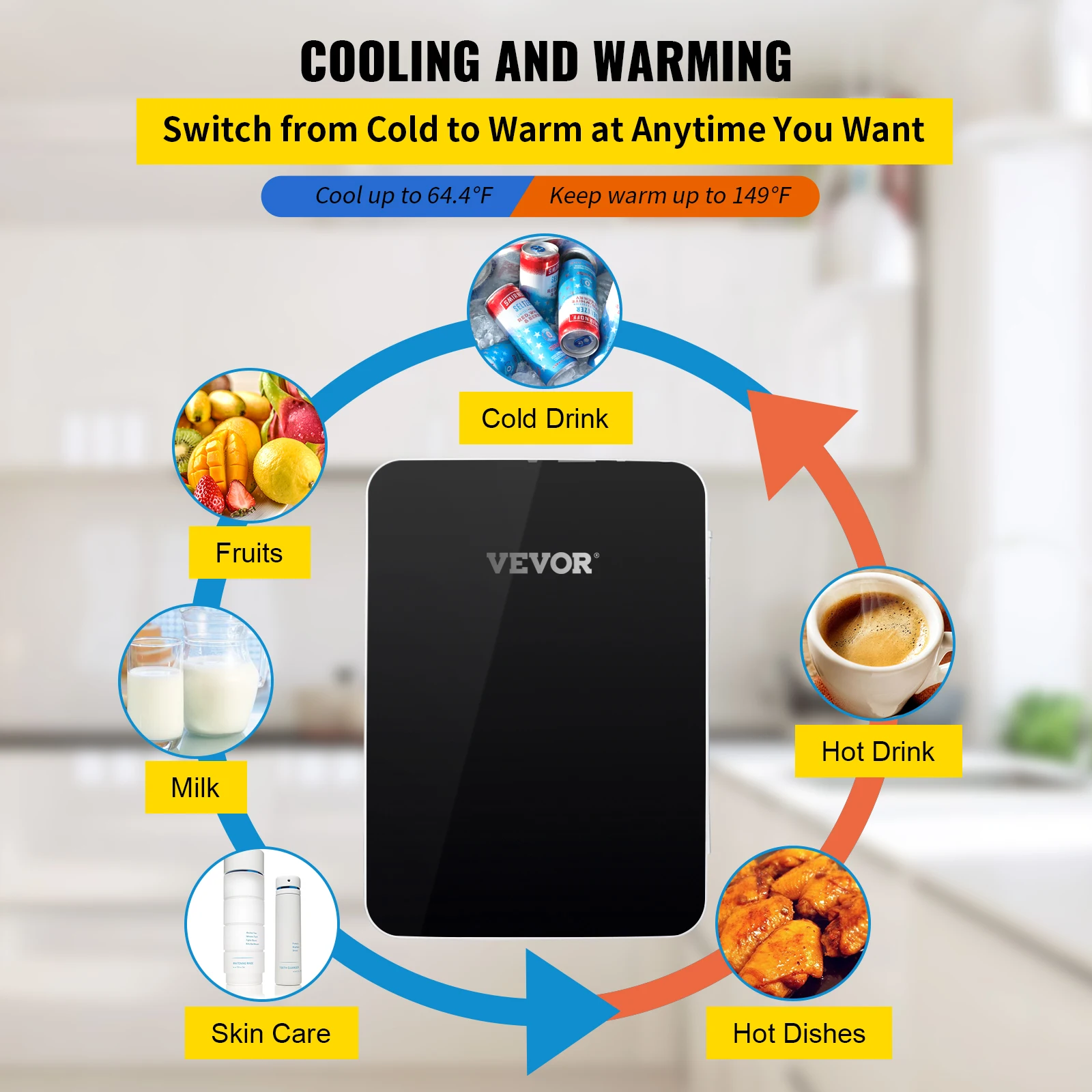 VEVOR 10L ثلاجة صغيرة سيارة الثلاجة المحمولة الفريزر برودة وأكثر دفئا تخزين العناية بالبشرة مستحضرات التجميل الغذاء الشراب للاستخدام المنزلي سيارة