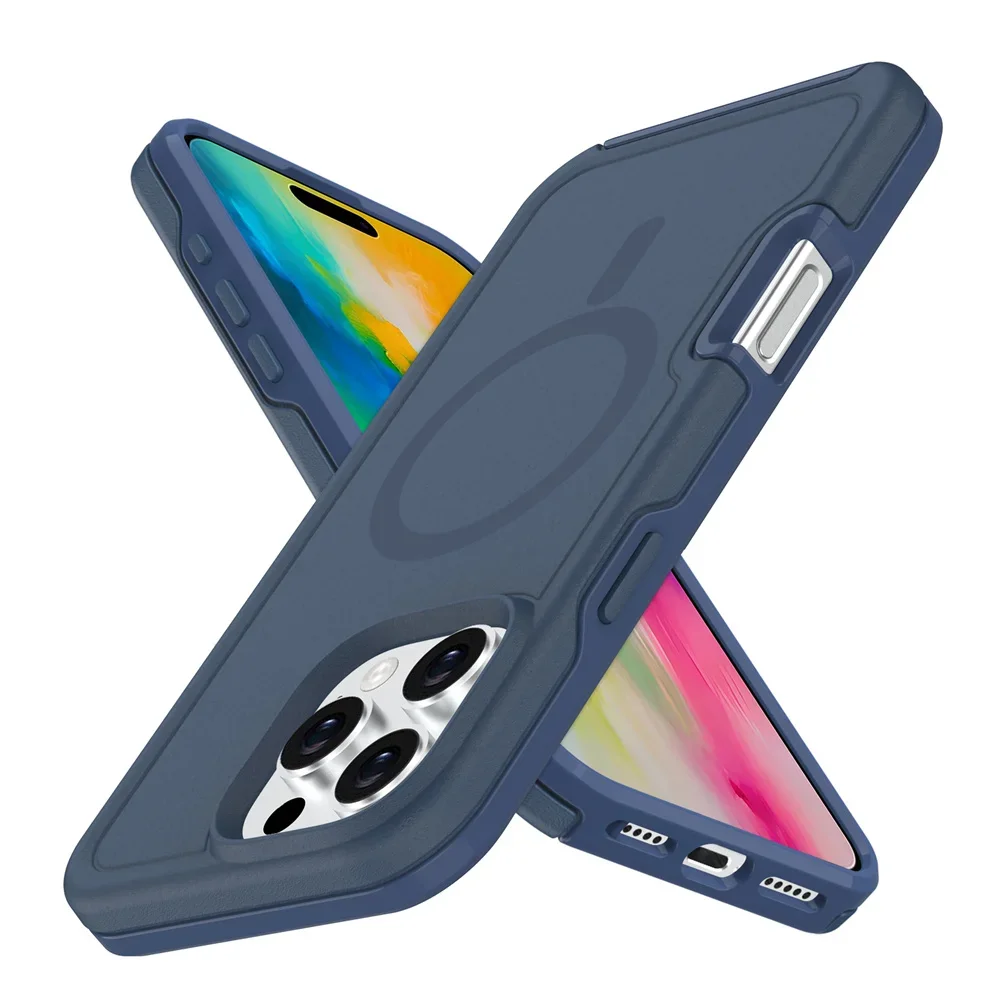 Dual Layer Protection Armor Magnetische Hülle für Magsafe IPhone 16 15 11 12 13 14 Pro Max 16Pro 15Pro 14Pro stoßfeste matte Abdeckung