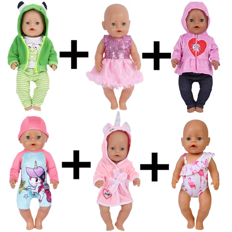 New 43cm doll clothing, 6 pieces of baby birth clothing, accessories, customized doll supplies, girls' toys, gifts