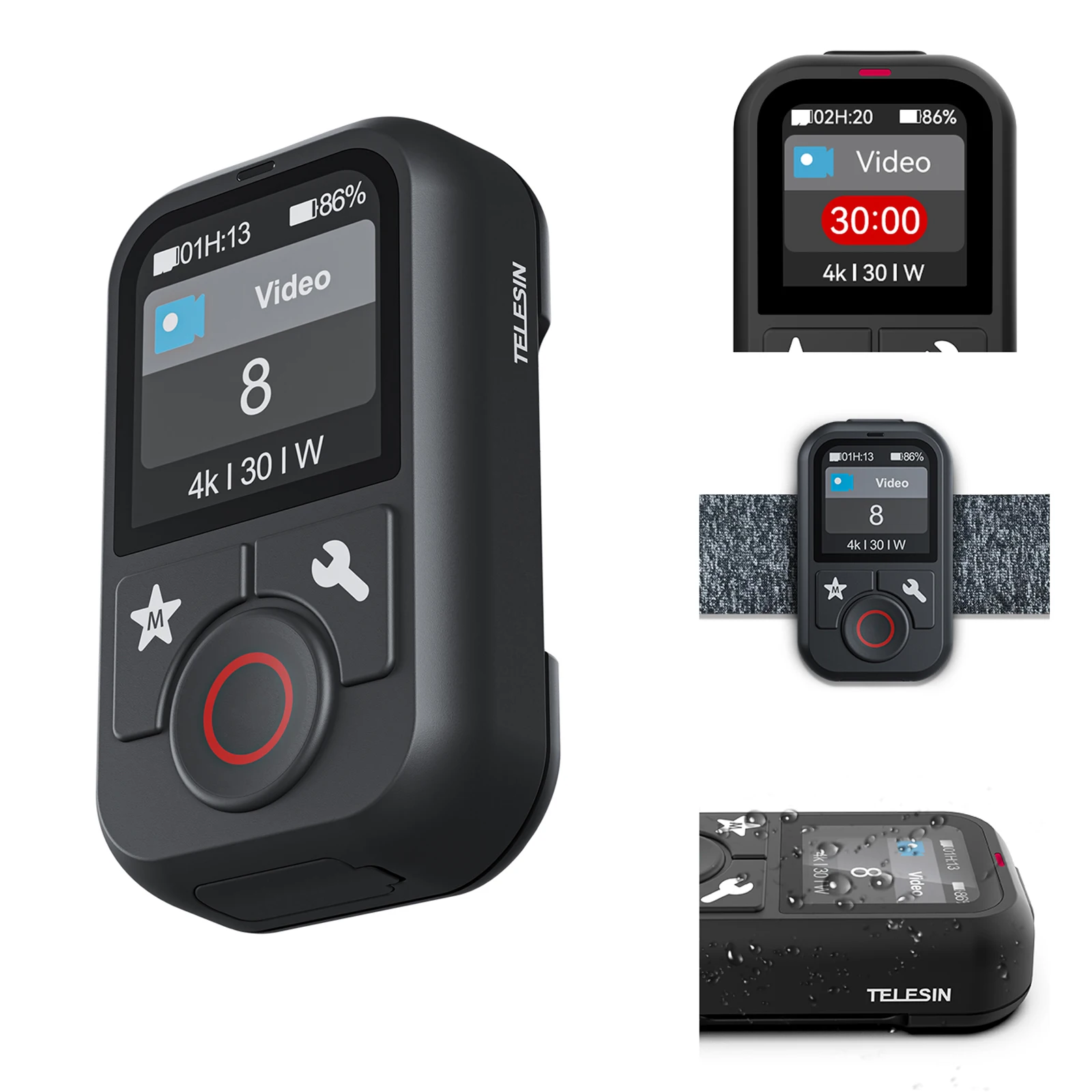 TELESIN Waterproof Bluetooth Wireless Remote Control for Go Pro 13 12 11 10 9 8 Black Max Mini with Wrist Strap Action Camera