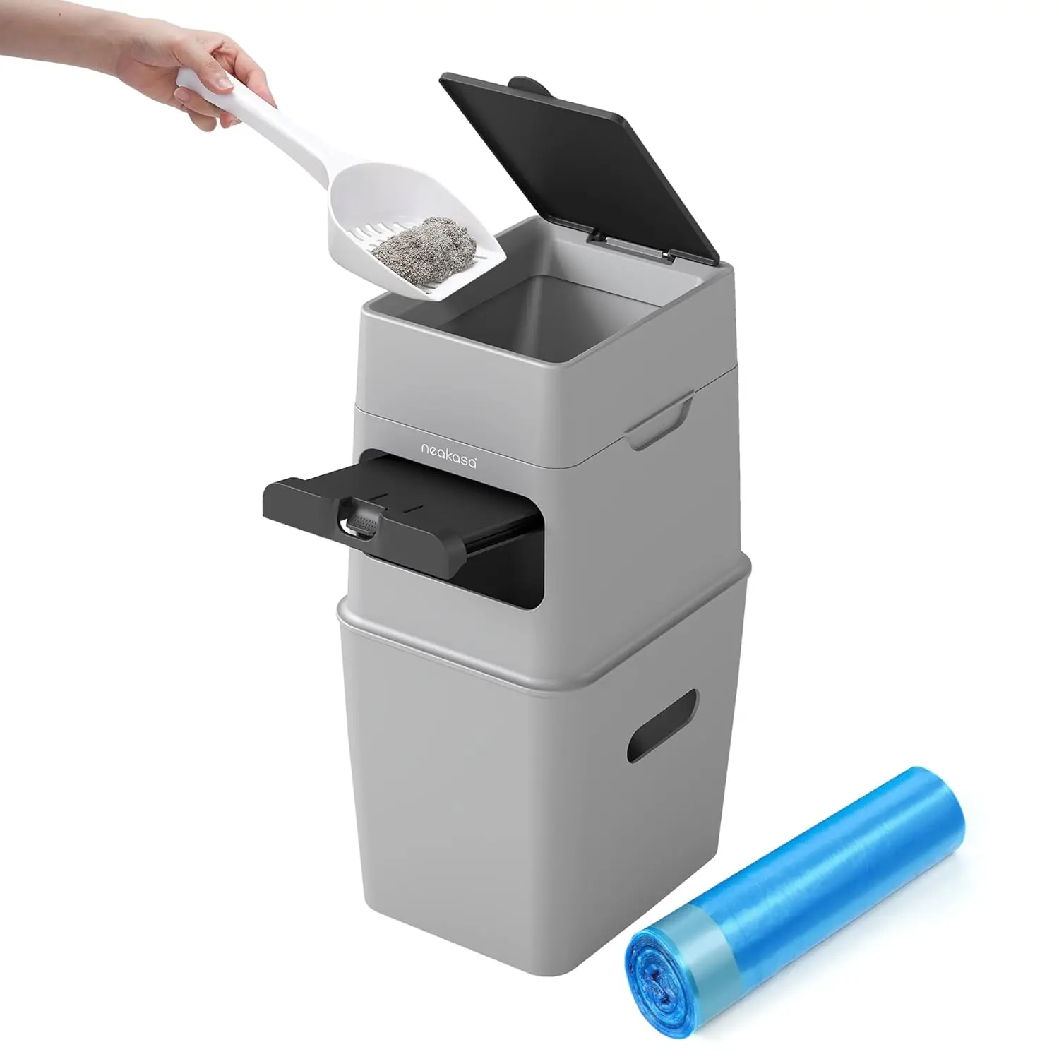 

9.2L Cat Litter Disposal Bin with Odor Control, Wide Opening & Viewing Window, Includes 4-Month Refill Bags