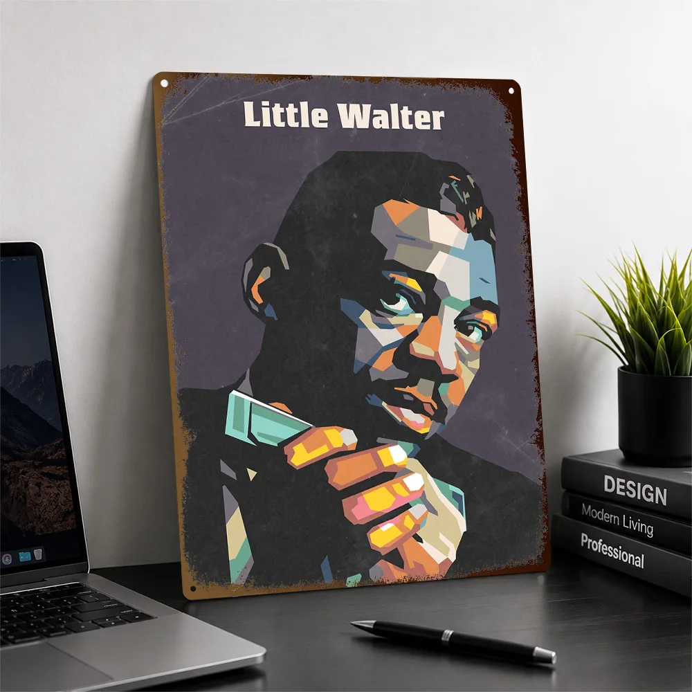 Little Walter Printed Poster Geometric Wall Art For Listening Room Or Bedroom Personalized Aluminum Metal Sign Birthday Gift