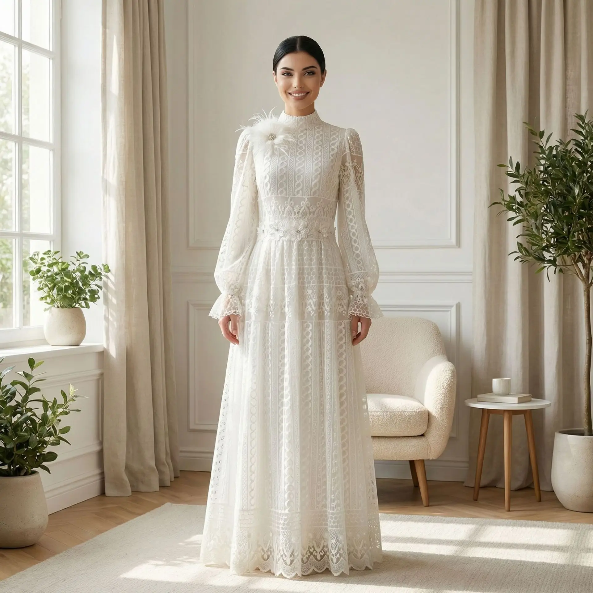 

Elegant Embroidered Lace Abaya Dubai Kaftan Women Muslim Maxi Dress Evening Party Gown Femme Musulmane Vestidos Islam Clothing