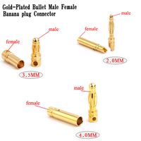 Amass 50/100Pairs 2mm 3.5mm 4mm Bullet Male Female Gold-Plated Banana Plug Connector For Lipo Battery RC ESC Motor DIY Toy