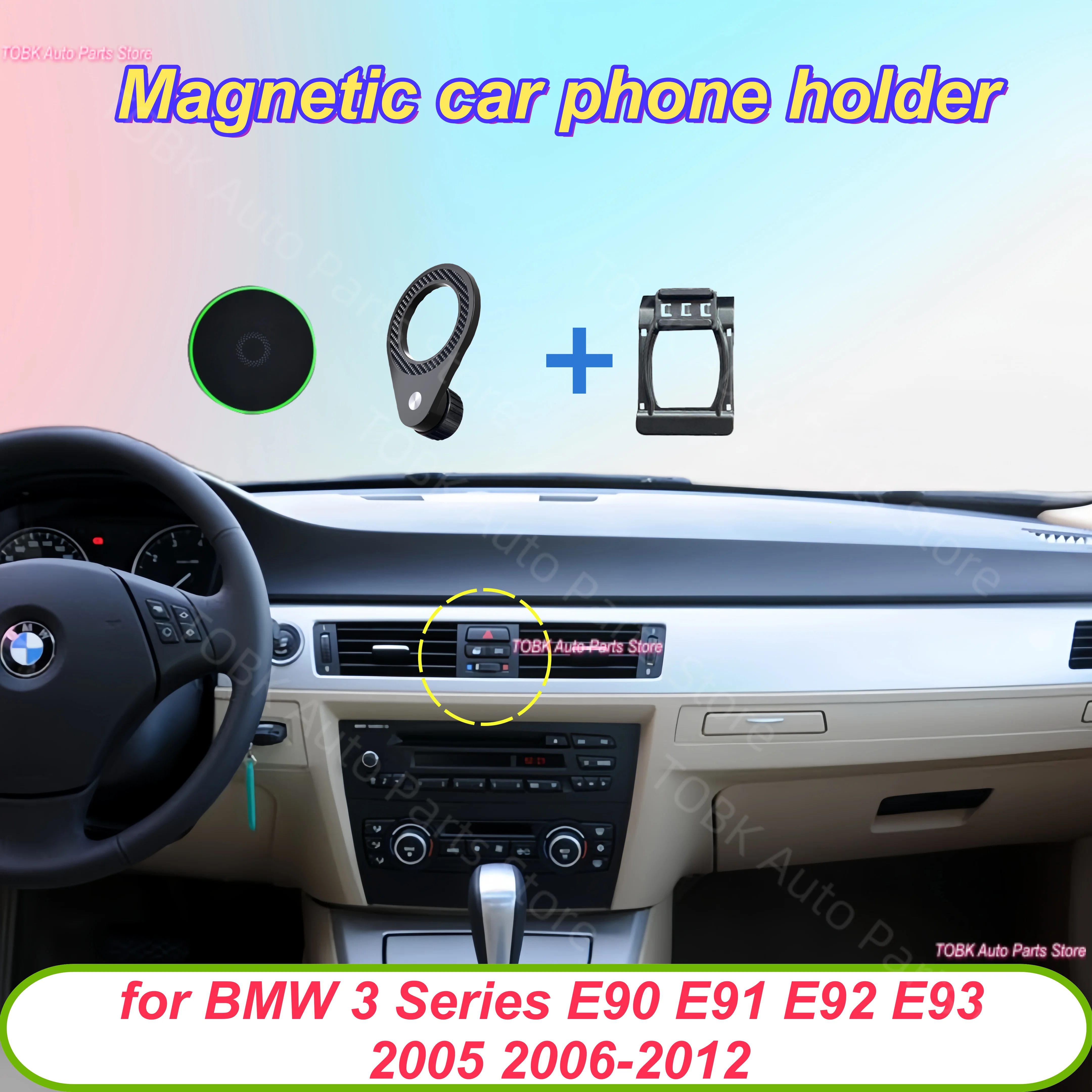 Für BMW 3er Serie E90 E93 2005 2006-2012 Magnetischer Ständer Handyhalterung Auto MagSafe Halterung Kabellose Ladestation Innenraum-Zubehör
