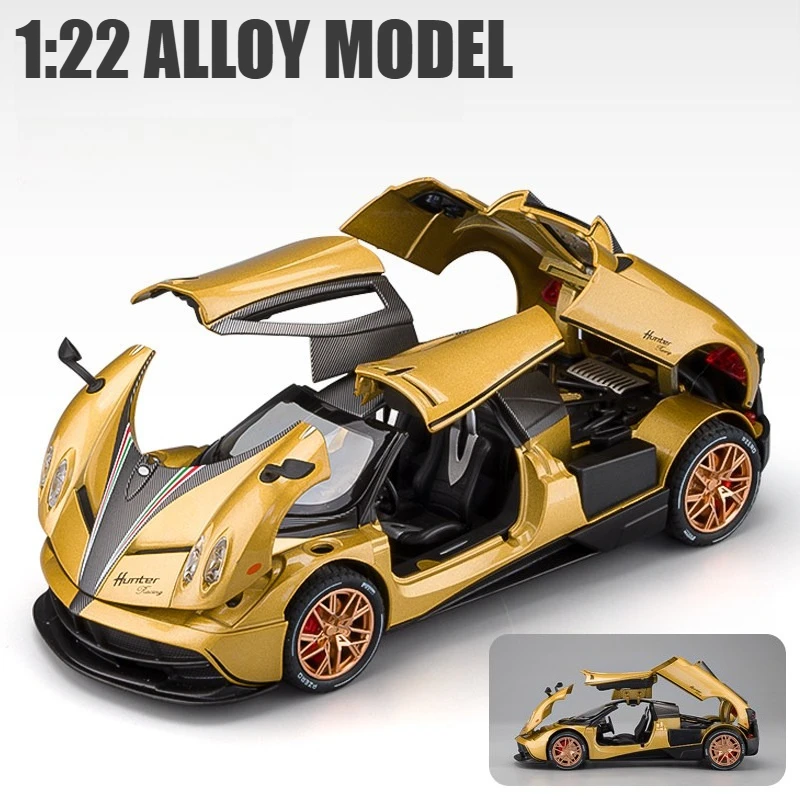

1:22 Huayra Dinastia Sports car Simulation Diecast Metal Alloy Model car Sound Light Pull Back Collection Kids Toy Gifts