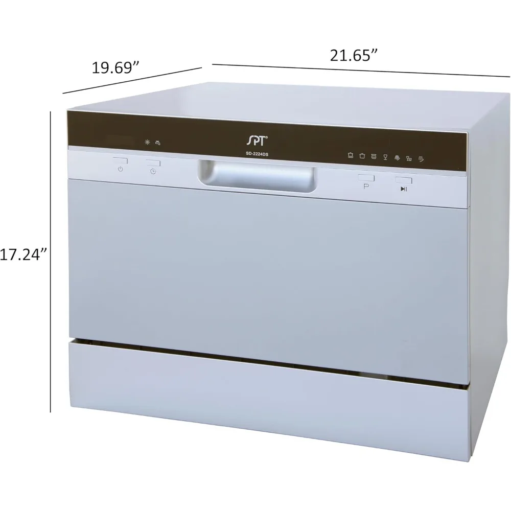 Compact Countertop Dishwasher with Delay Start - Portable Dishwasher with Stainless Steel Interior