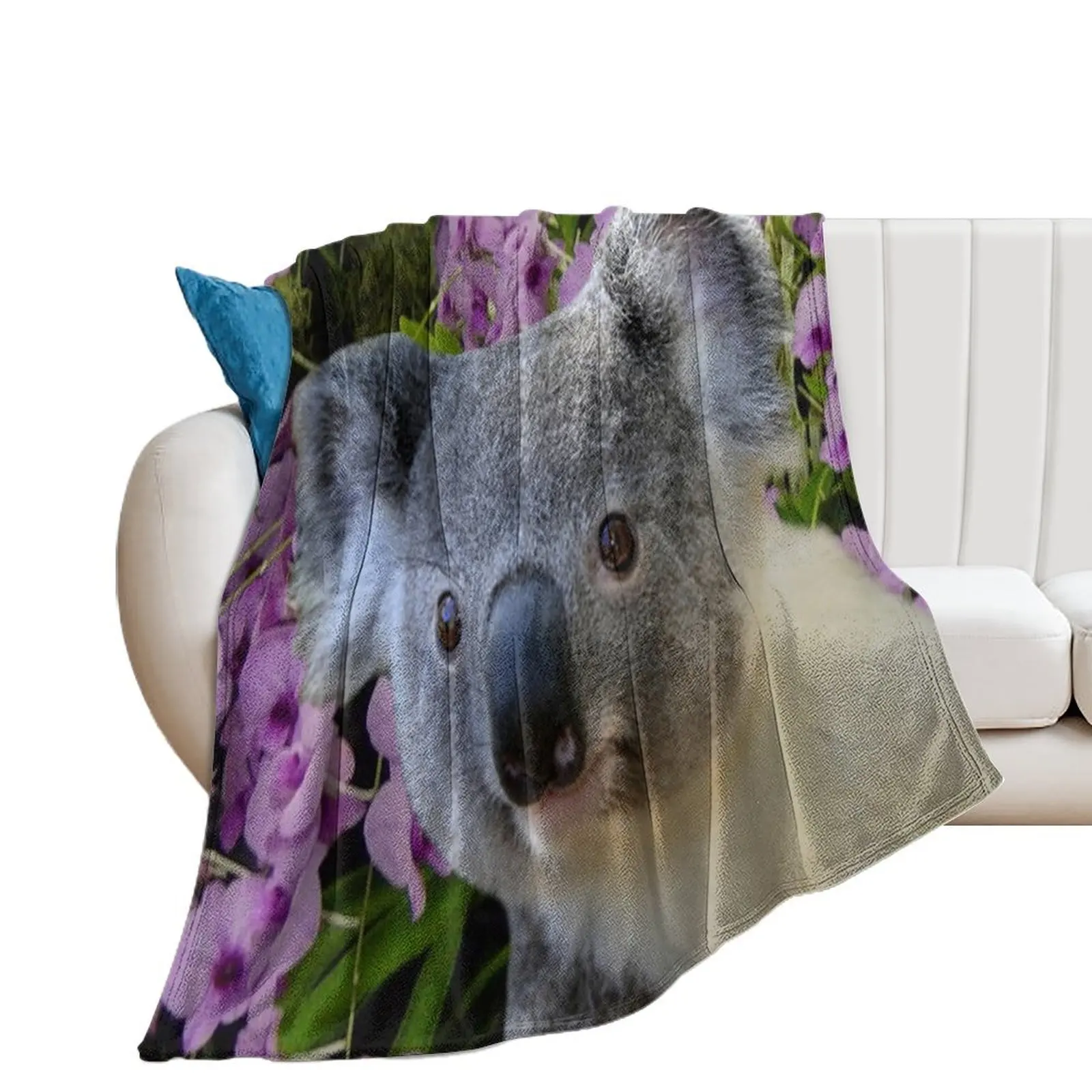 Koala and Orchids Throw Blanket decorative Thin Stuffeds Blankets For Bed Blankets