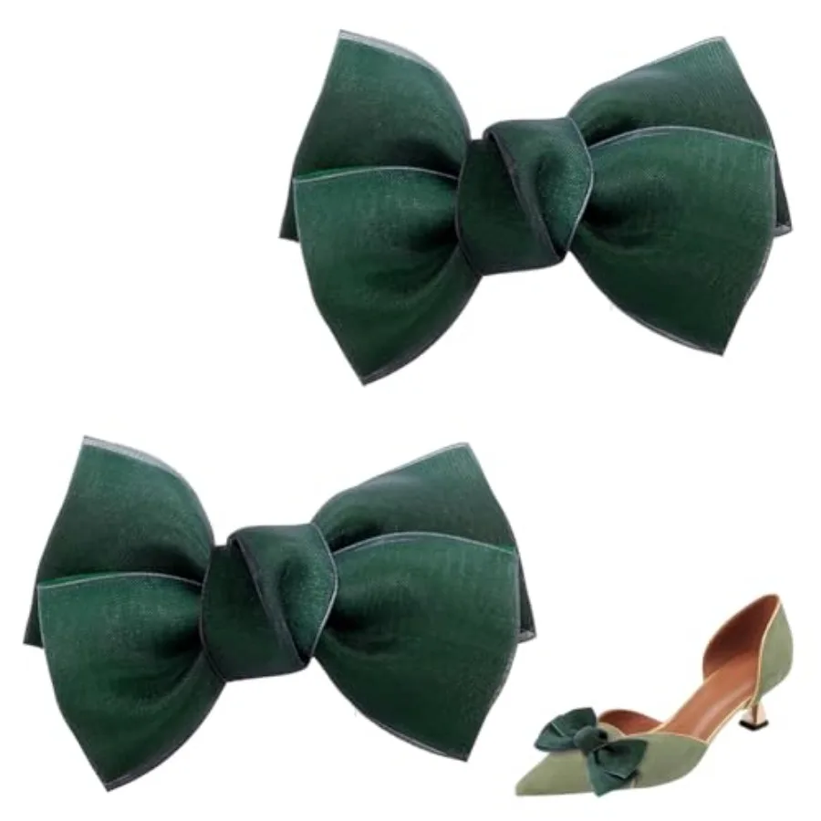 

1 Pair Bow Shoe Buckle, Detachable Bowkont Shoe Clips, Elegant Polyester Bridal Shoe Buckle Shoe Charms Decoration for High Hee