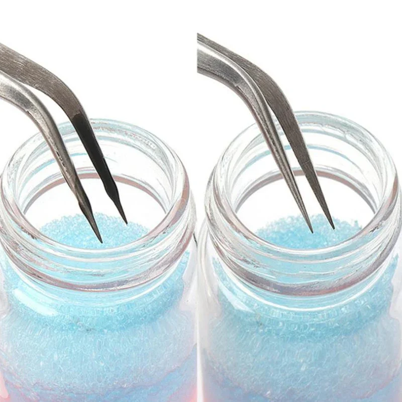 Limpiador de pinzas, botella de plástico, pinzas para extensión de pestañas, solución de limpieza, esponja, removedor de pegamento para pestañas, herramienta de limpieza