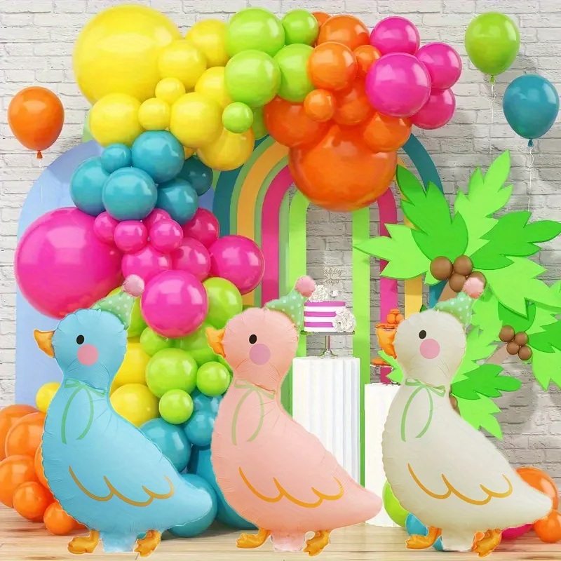 2/3 Stück mattierter süßer Partyhut, Gans-Ballon, Folienballon für Geburtstagsfeier, Jahrestag, Innen- und Außenhintergrunddekorationen