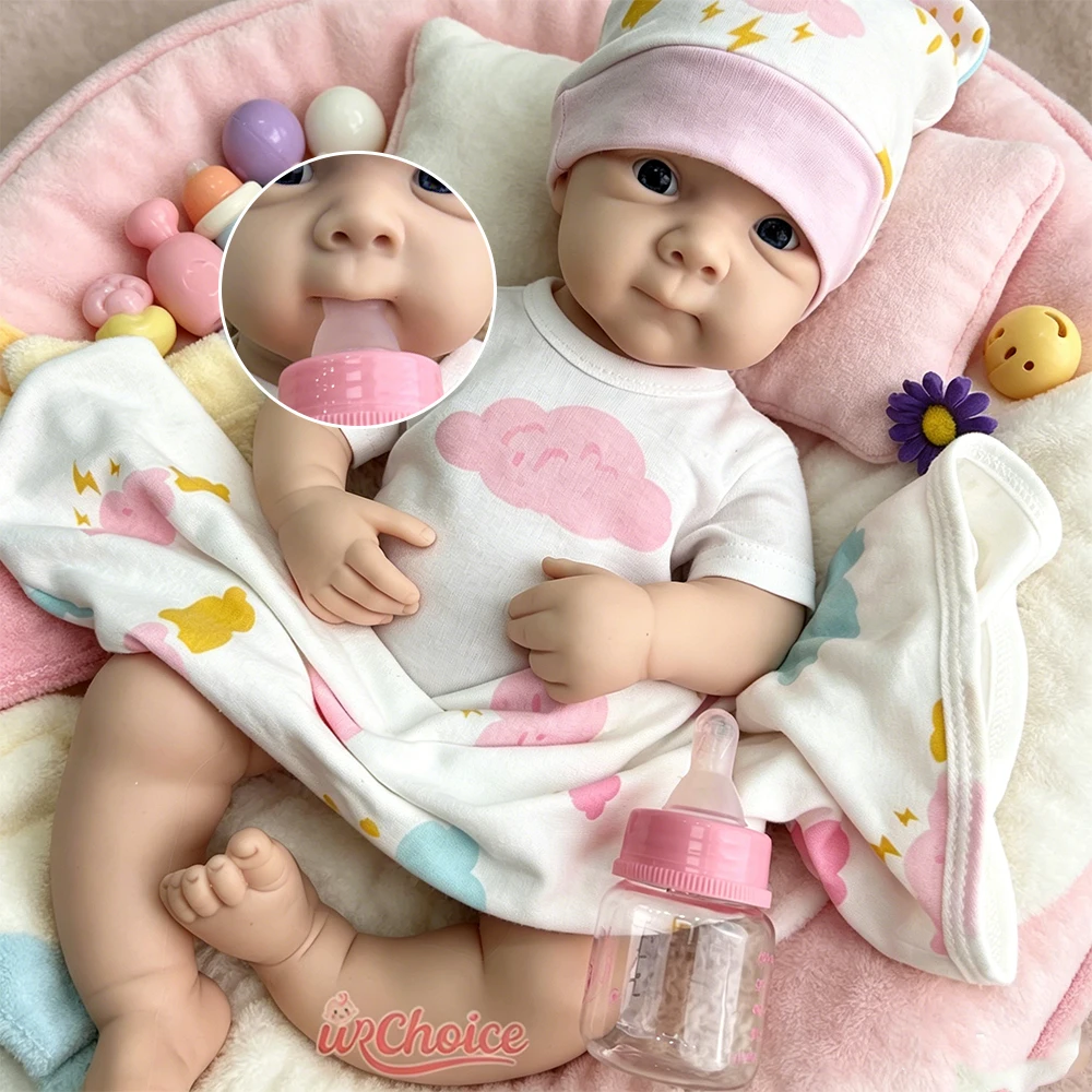 

Handmade 50cm Full Body Silicone Reborn Baby Girl Bettie Can Open Mouth Realistic Newborn Weighted Doll for Photography
