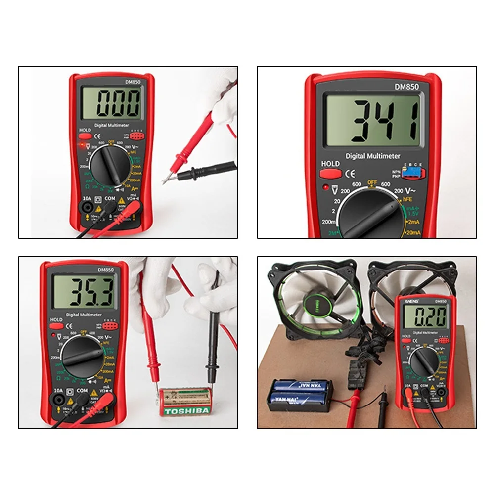 F2 DM850 Digital Multimeter With PVC/brass Test Leads Professional Multimeter AC/DC Votage Tester 1999 Counts Electrician Tools
