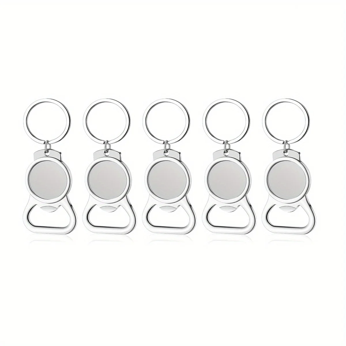 1pc/5pcs Sublimation Blanks Keychains Metal Bottle Opener Big Round Blank Key Rings