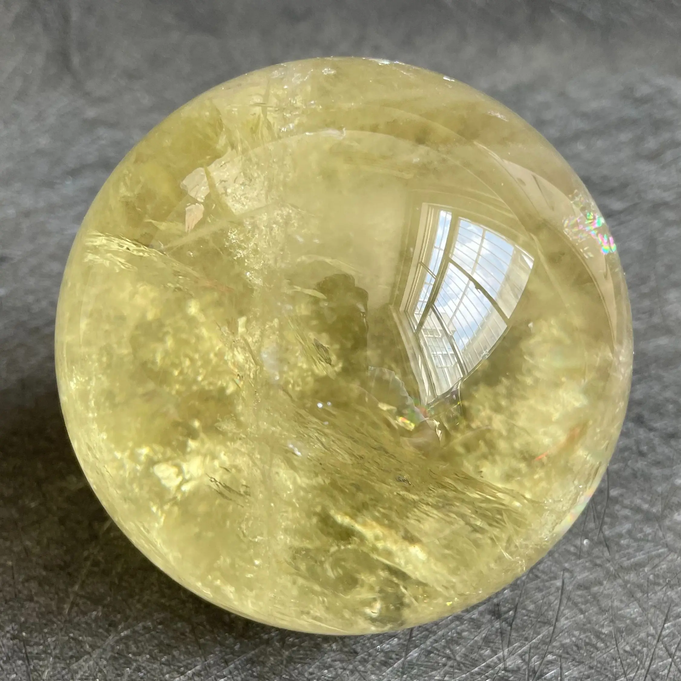 840g Natural Stone Citrine Crystal Ball Rainbow Quartz Sphere Polished Rock Reiki Healing W25