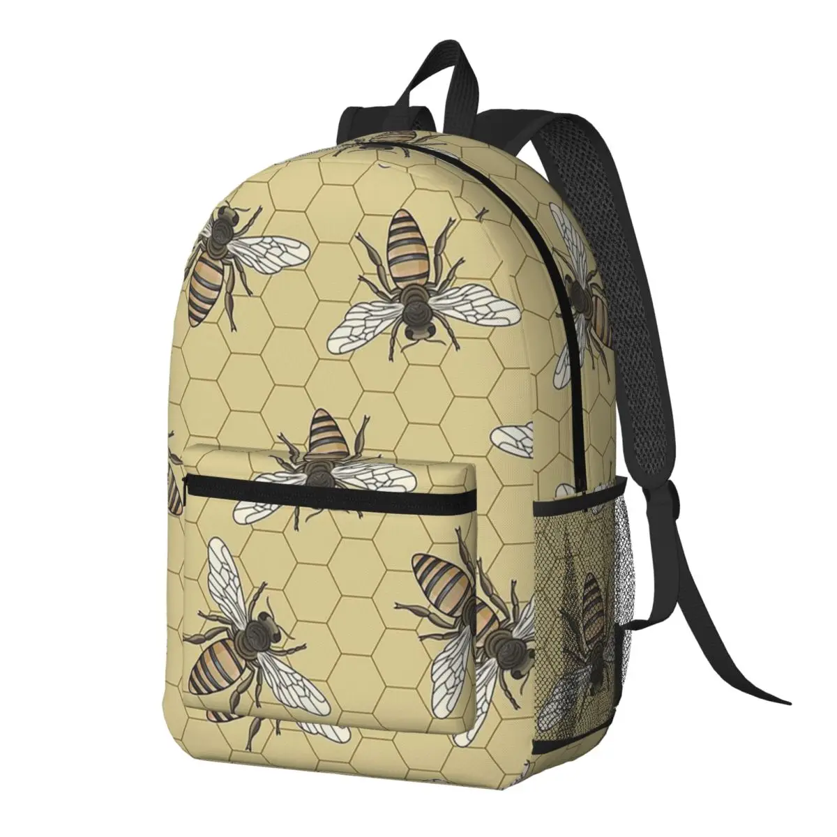 

Bee Seamless Pattern Backpack Daypack Large Capacity Kids BookBag School Bag Shoulder Bags for Men Women